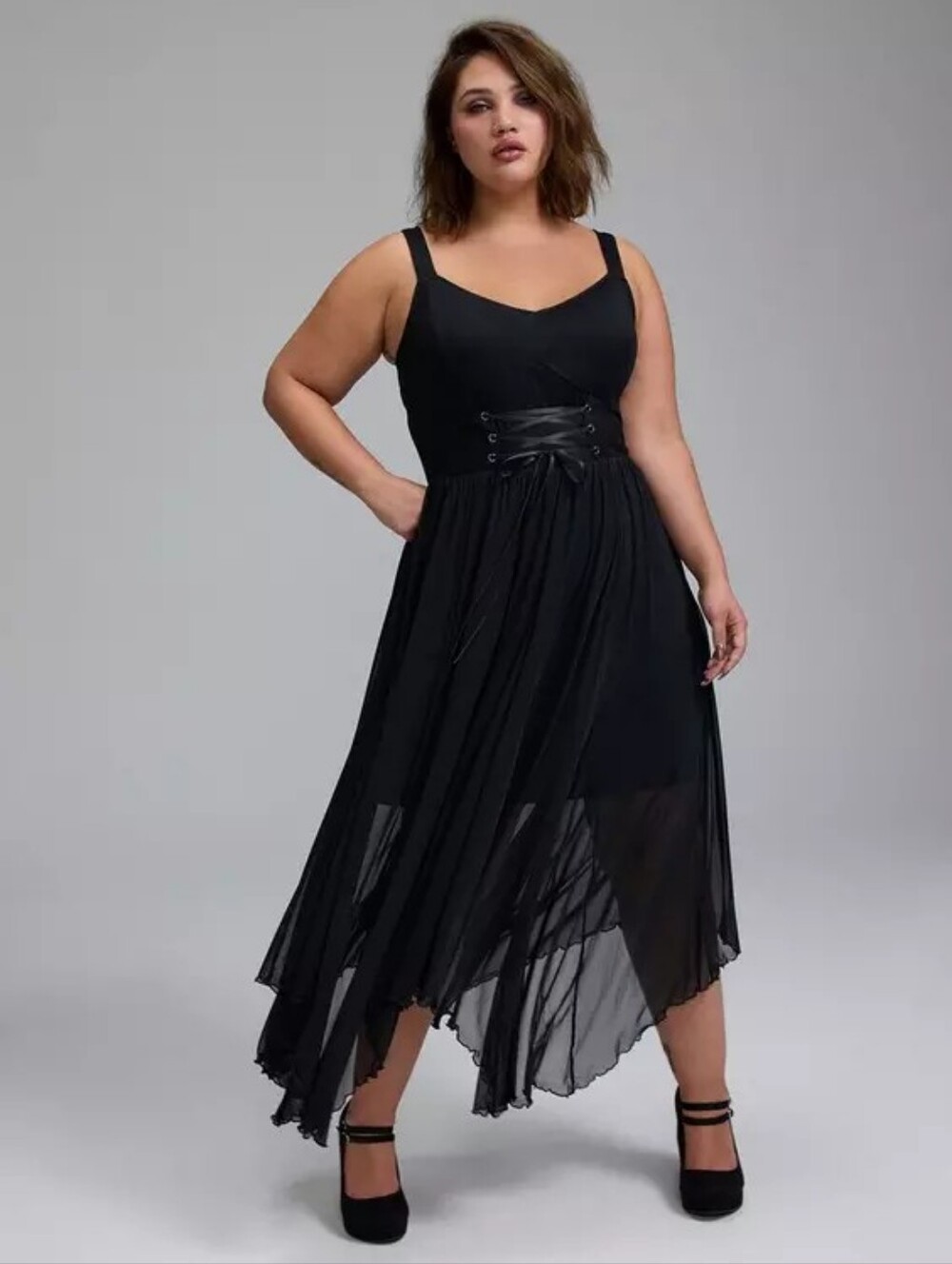 Torrid Nightfall Black Goth Layered Corset Maxi Dress Women's Plus Size 1X Nwt